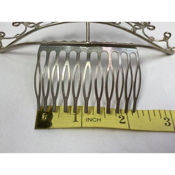 Vintage 90’s Y2K Rhinestone Tiara Silver Tone Comb Wedding Prom Bridal - Picture 8 of 11